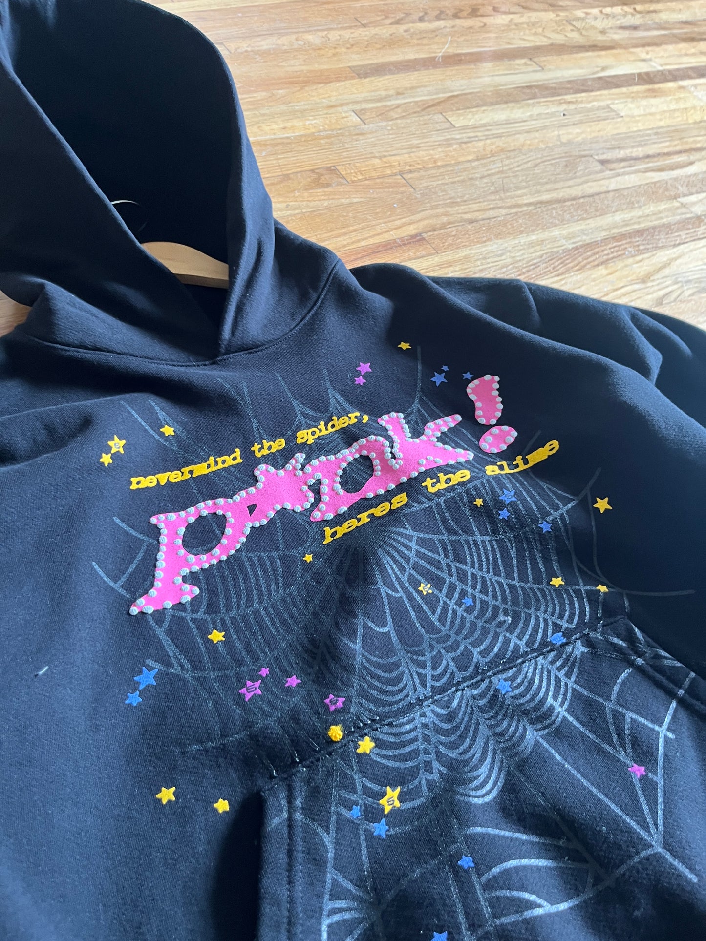 (L) Sp5der Black Hoodie