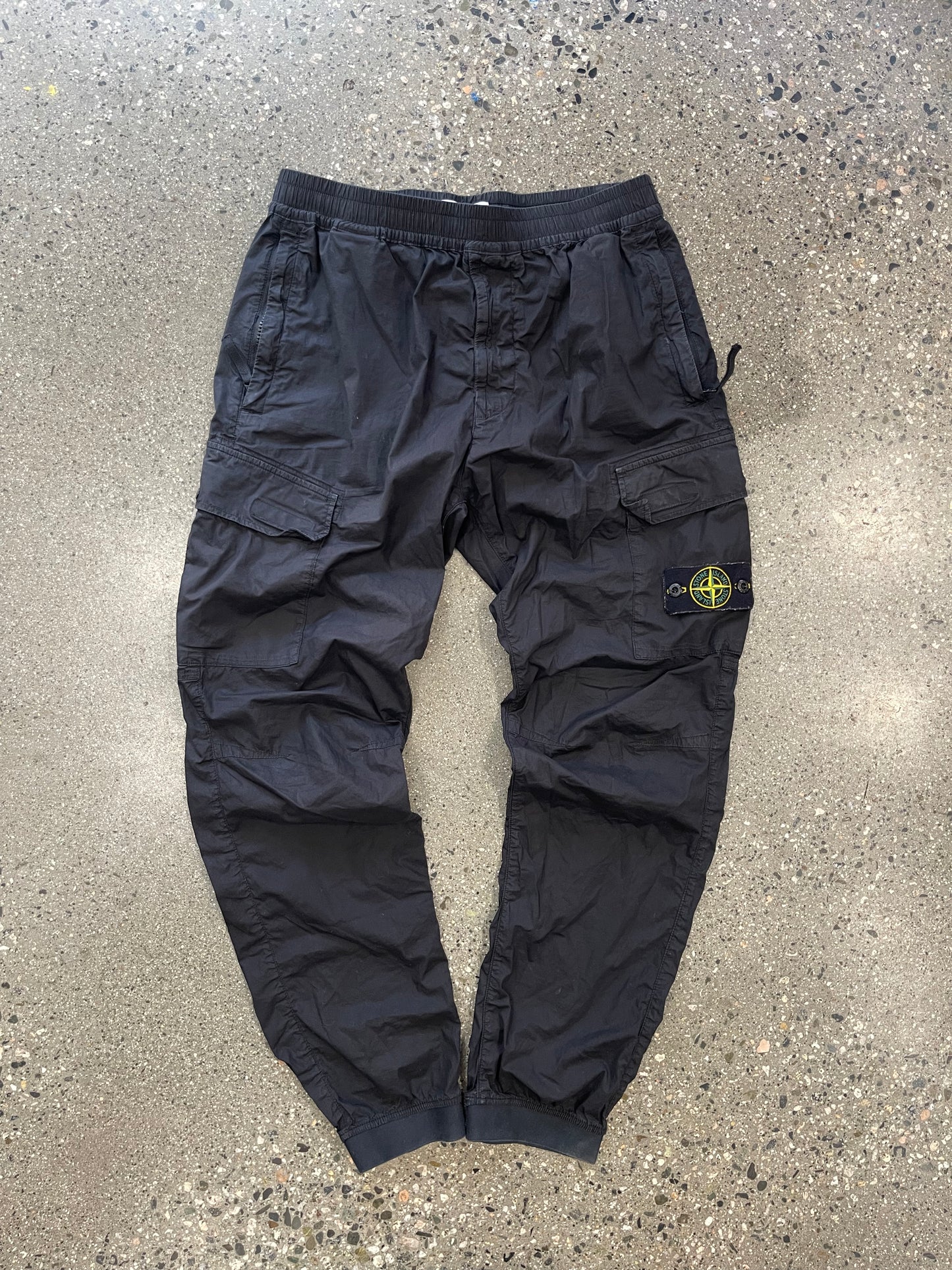 (32”) Stone Island Black Nylon Pants