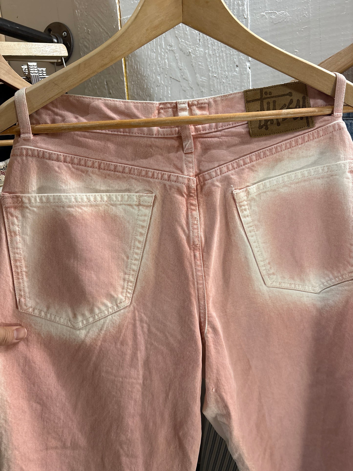(28”) Stussy Pink Spray Dye Big Ol Jeans