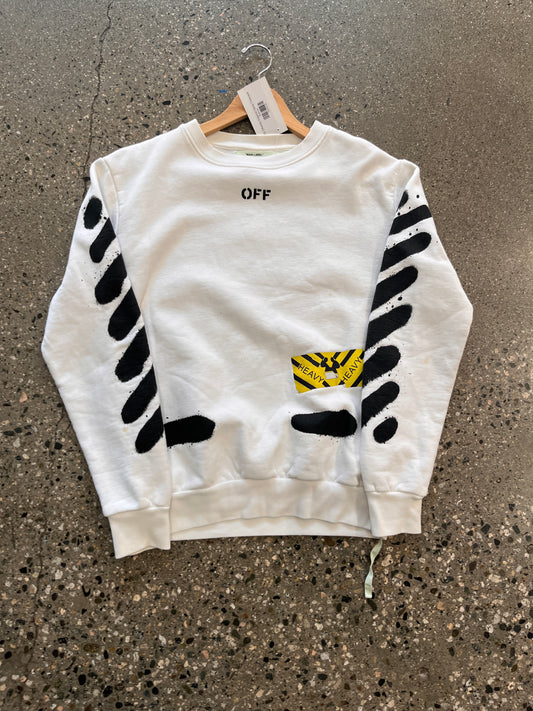 (S) Offwhite Diagonal Spray Crewneck
