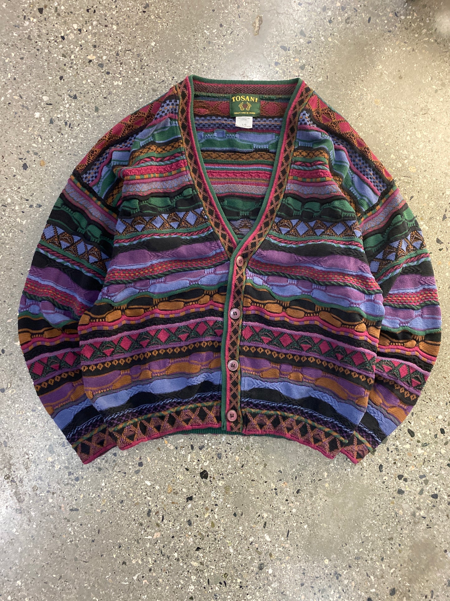 (L) Tosani 3D Coogi Style Knit Cardigan Purple