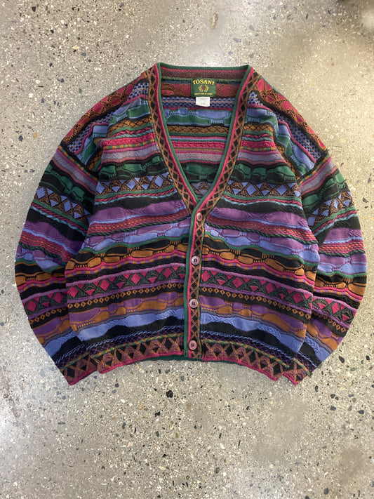 (L) Tosani 3D Coogi Style Knit Cardigan Purple