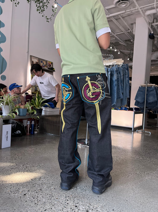 (W30) Coogi Embroidered Sword Raw Denim