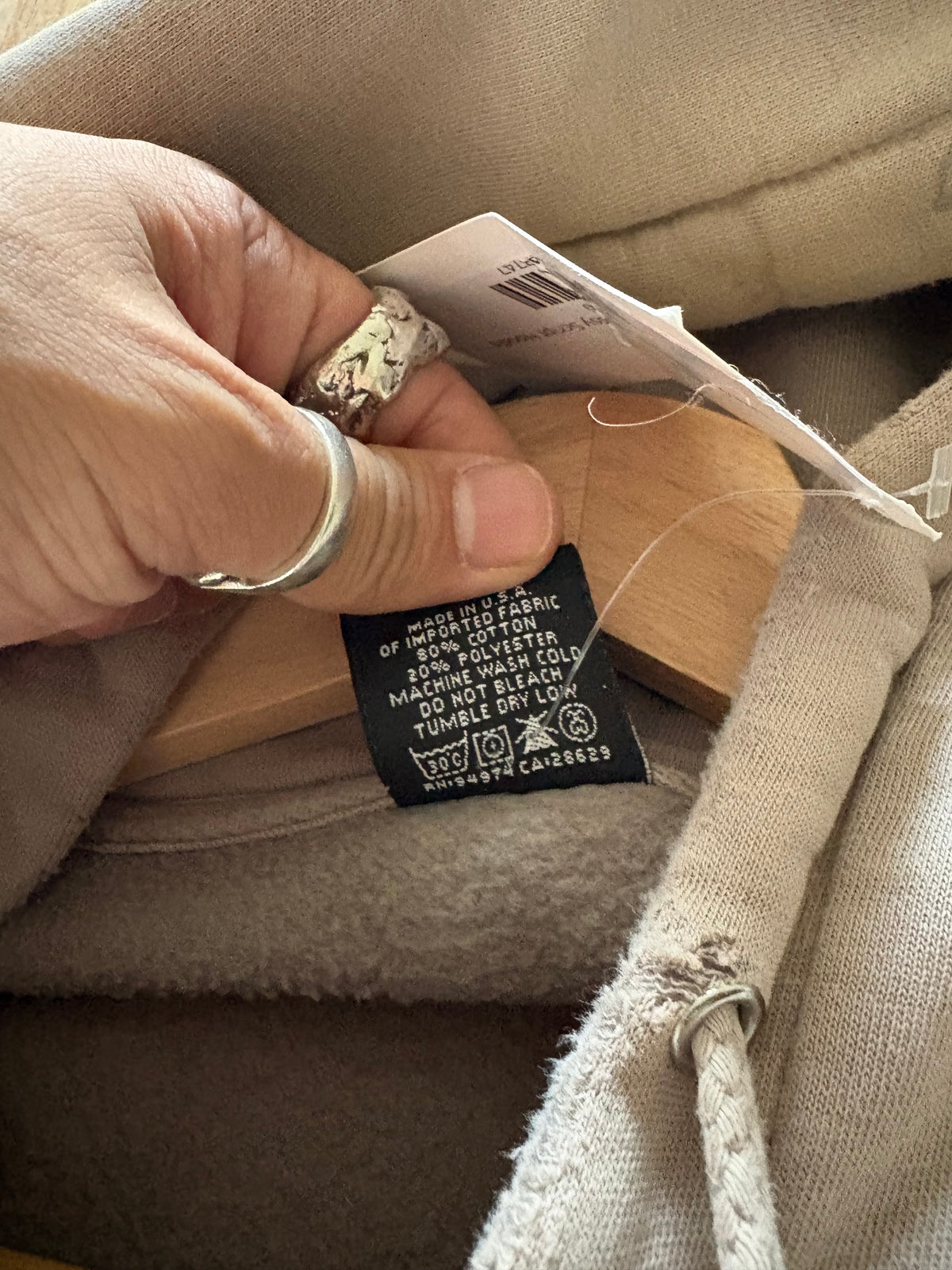 (L/XL) Late 90s - Early 00s Stussy Cream Script Hoodie