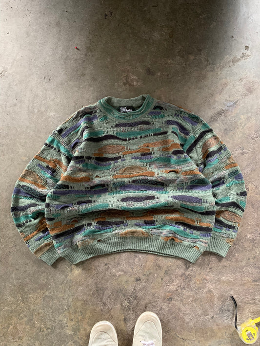 (XL/2X) Vintage Green 3D Coogi Style Knit