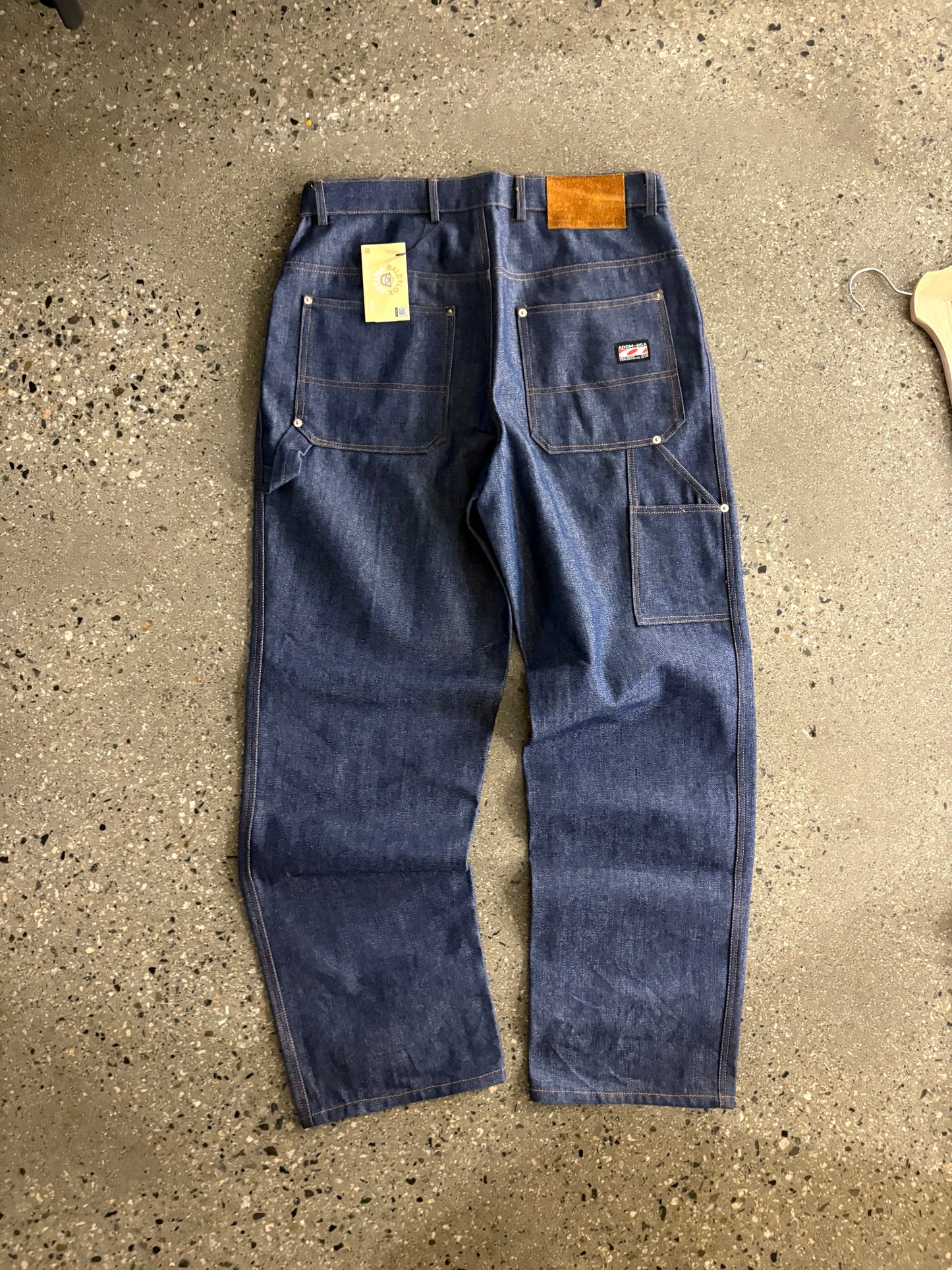 34” Adom USA Raw Dark Denim Carpenter Jeans