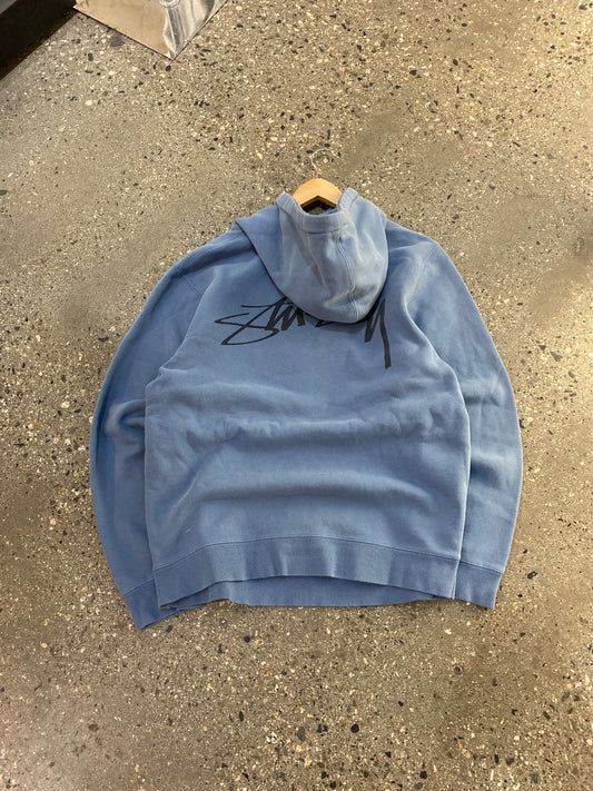 (M/L) Stussy Sunfaded Blue Doublesided Hoodie