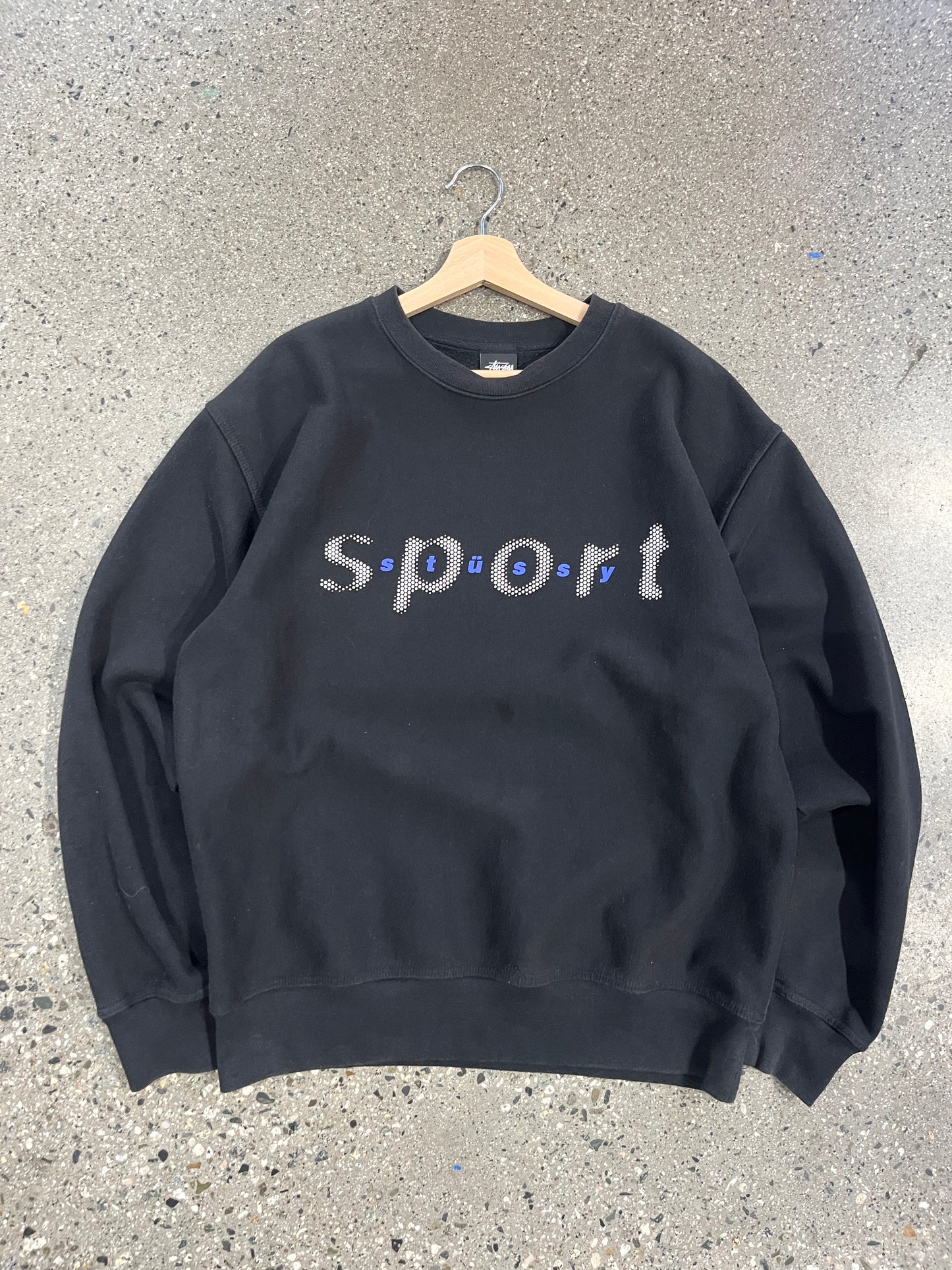 (L) Black Stussy Sport Crewneck