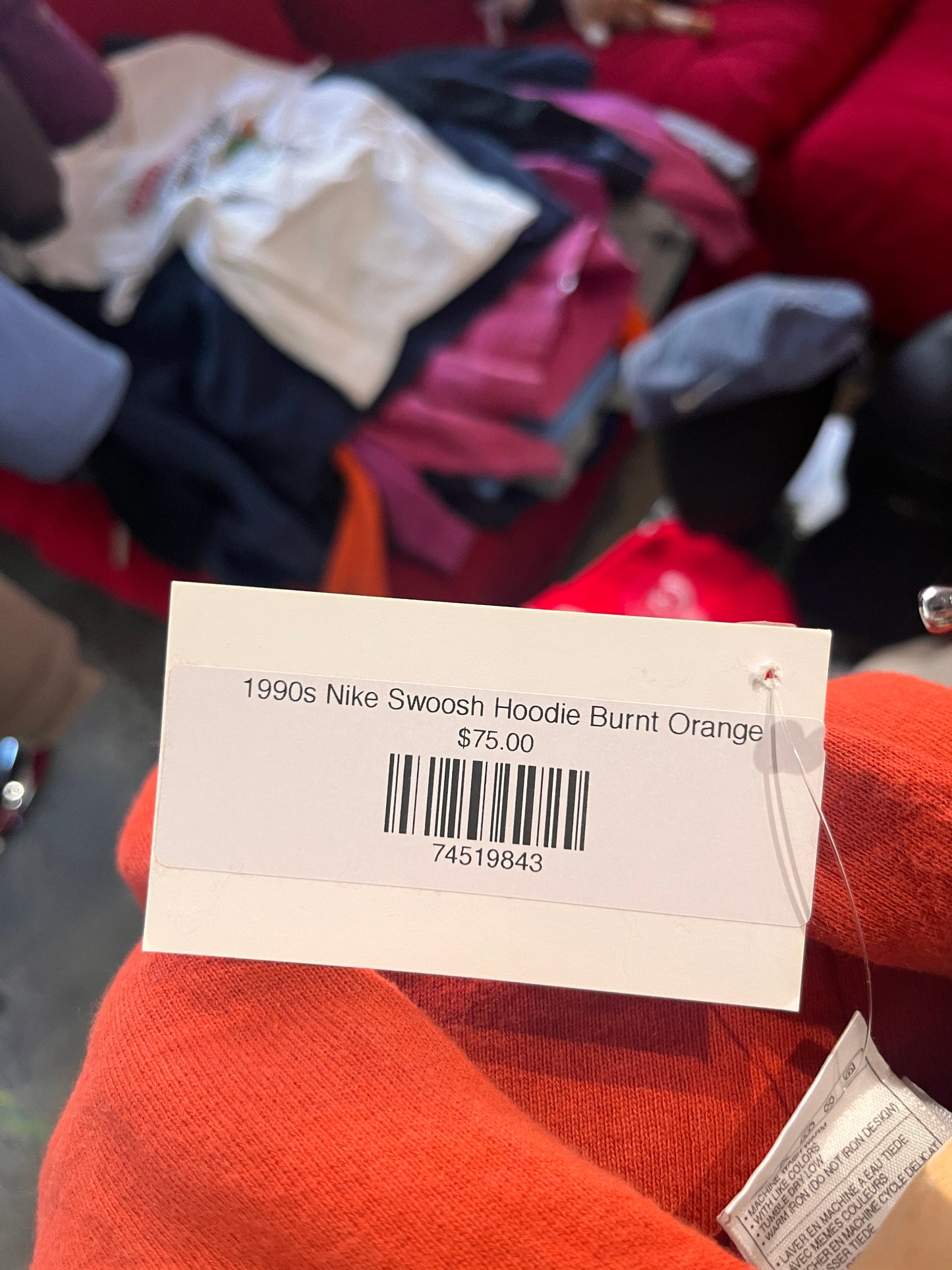 (M) 1990s Nike Swoosh Hoodie Burnt Orange