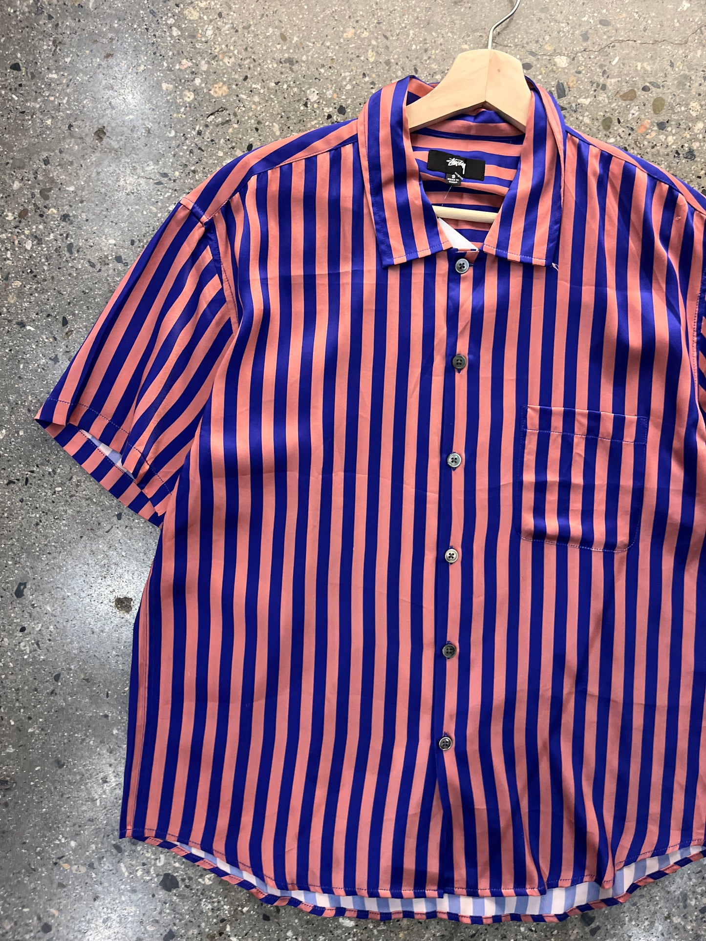 (S) Stussy Silky Striped Button Up