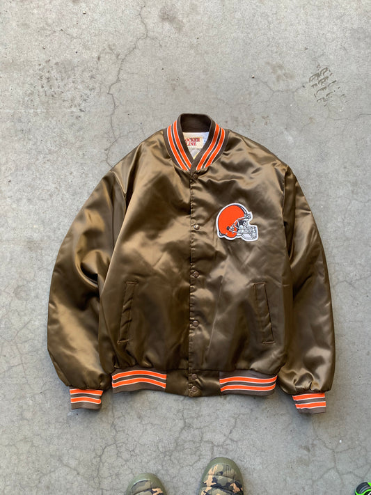 (XL/2X) 90’s Cleveland Browns Satin Bomber Jkt