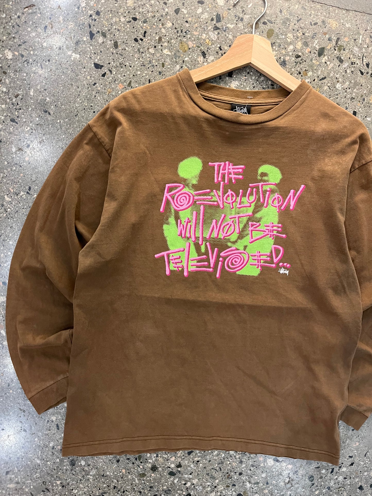 (m) Mid 2000s Stussy Revolution Brown LS