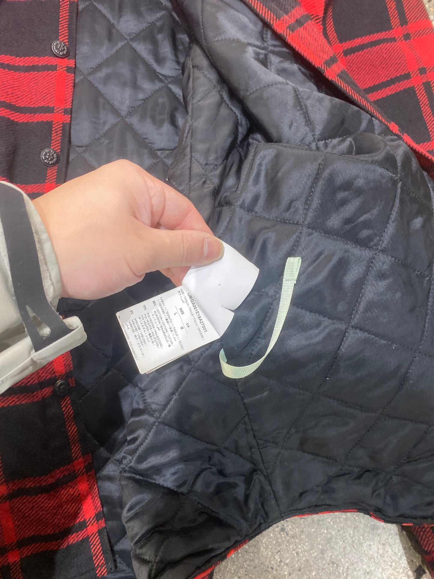 (L) Offwhite Plaid Jacket ( Removable Hood)