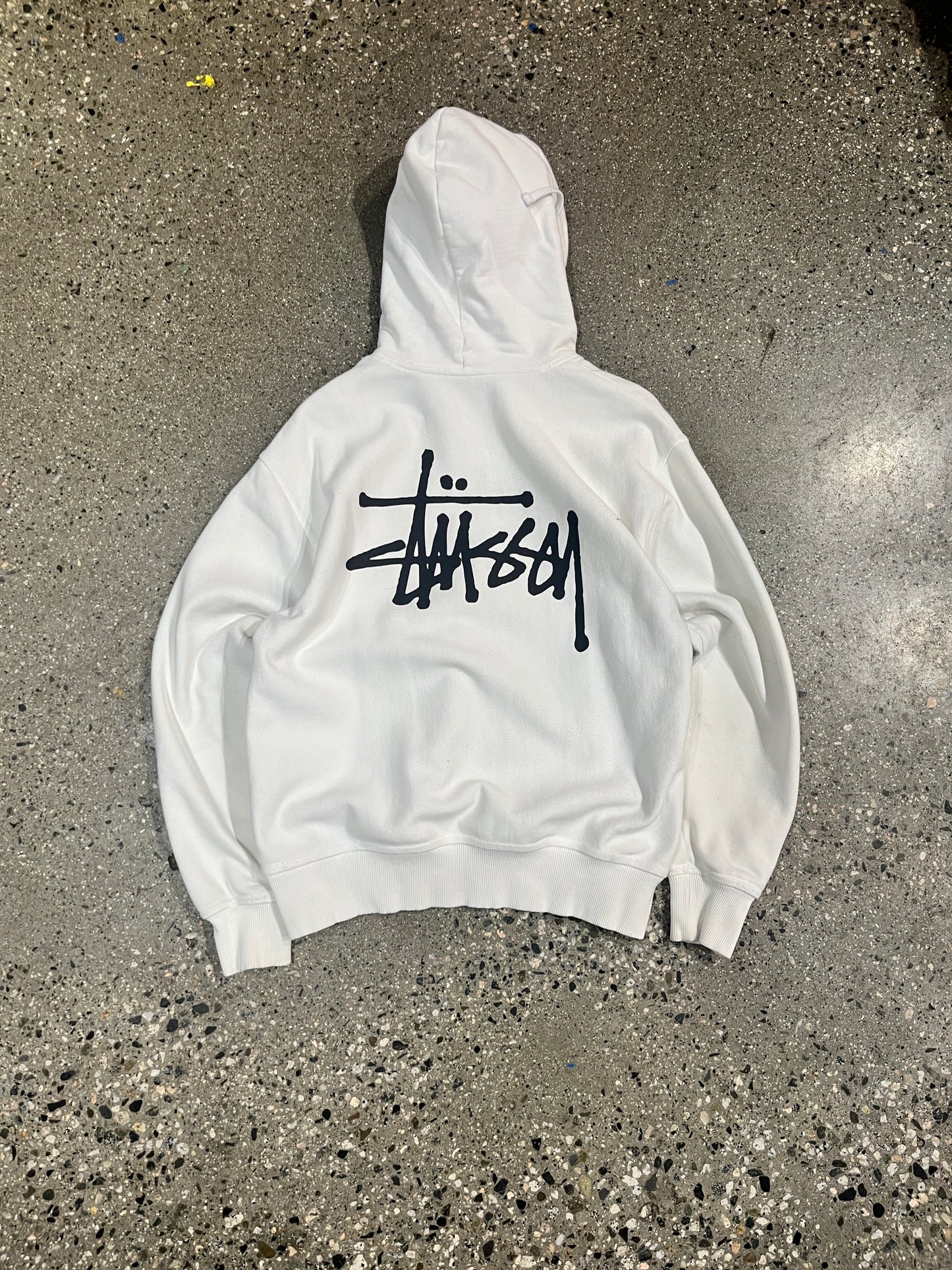 (S) Stussy White Script Hoodie