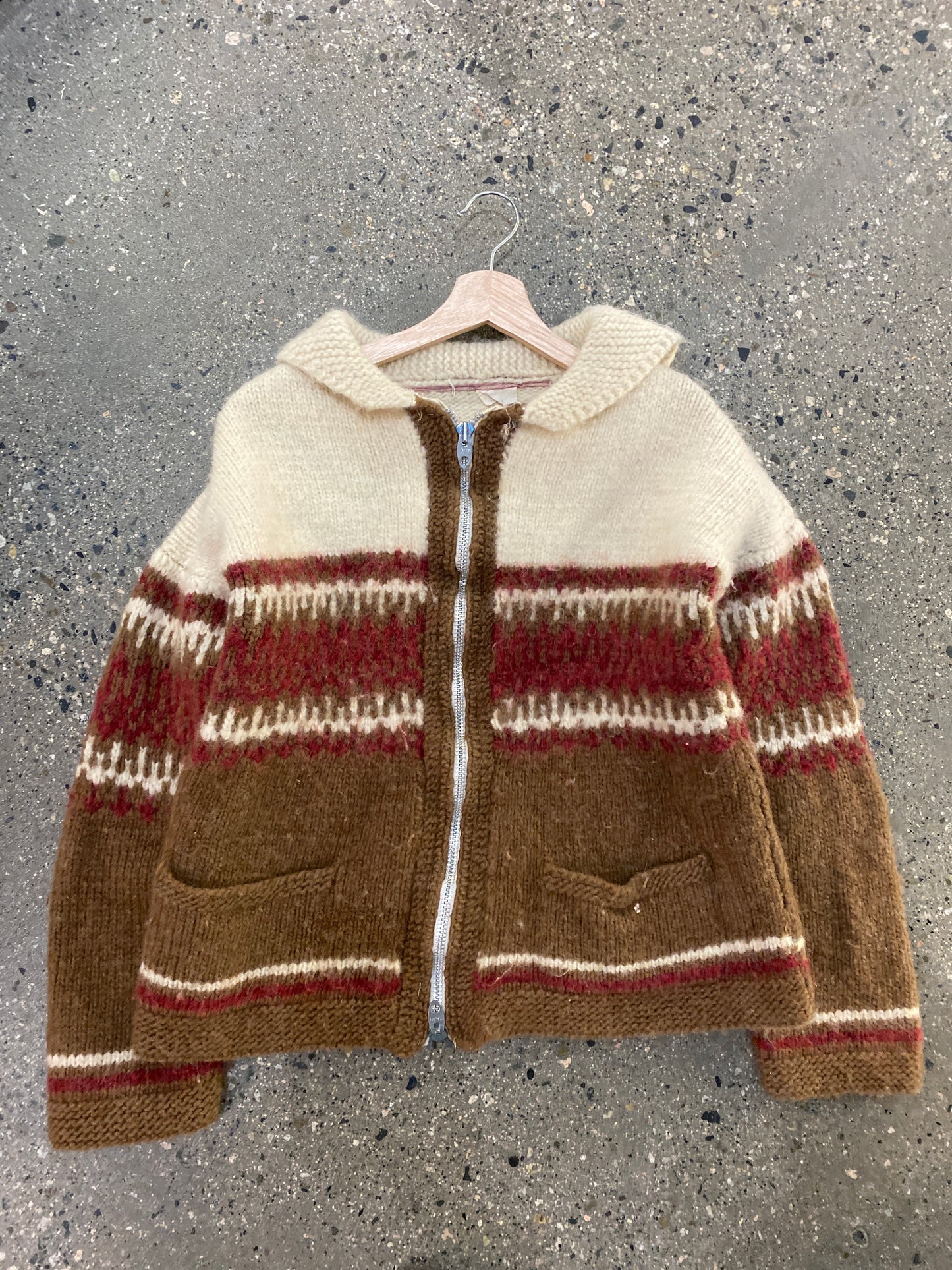 (XS) 1970s Cowichan Knit Zip