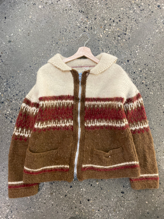 (XS) 1970s Cowichan Knit Zip