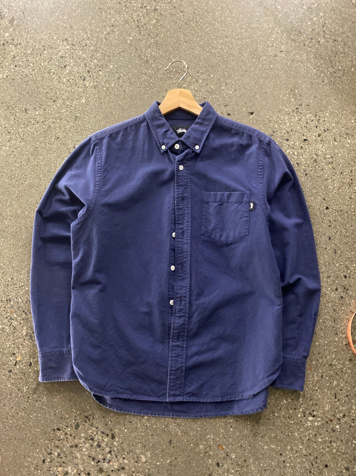 (S) Stussy Navy LS BUTTON UP