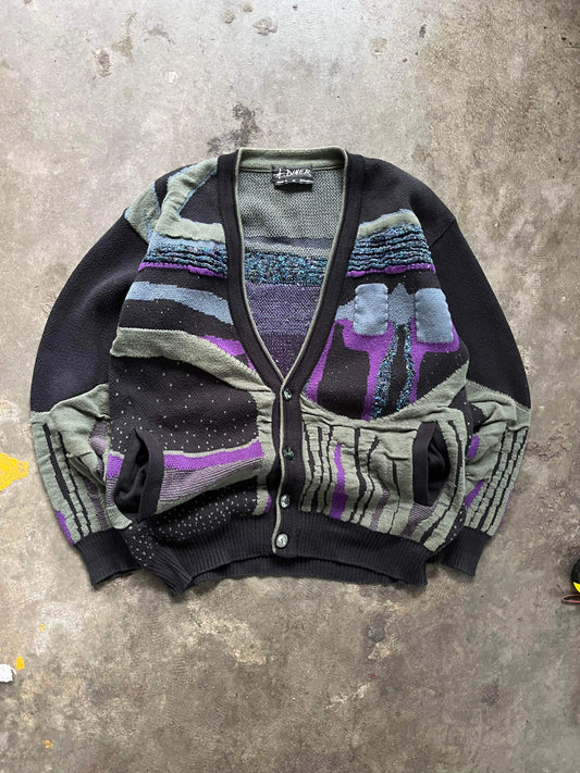 (L/XL) Vintage Textured Knit Cardigan