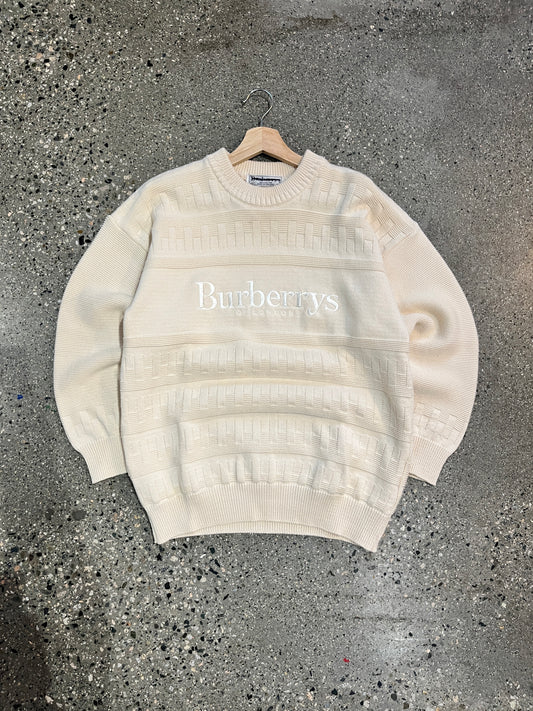 (M/L) Burberry Cream Script Cableknit