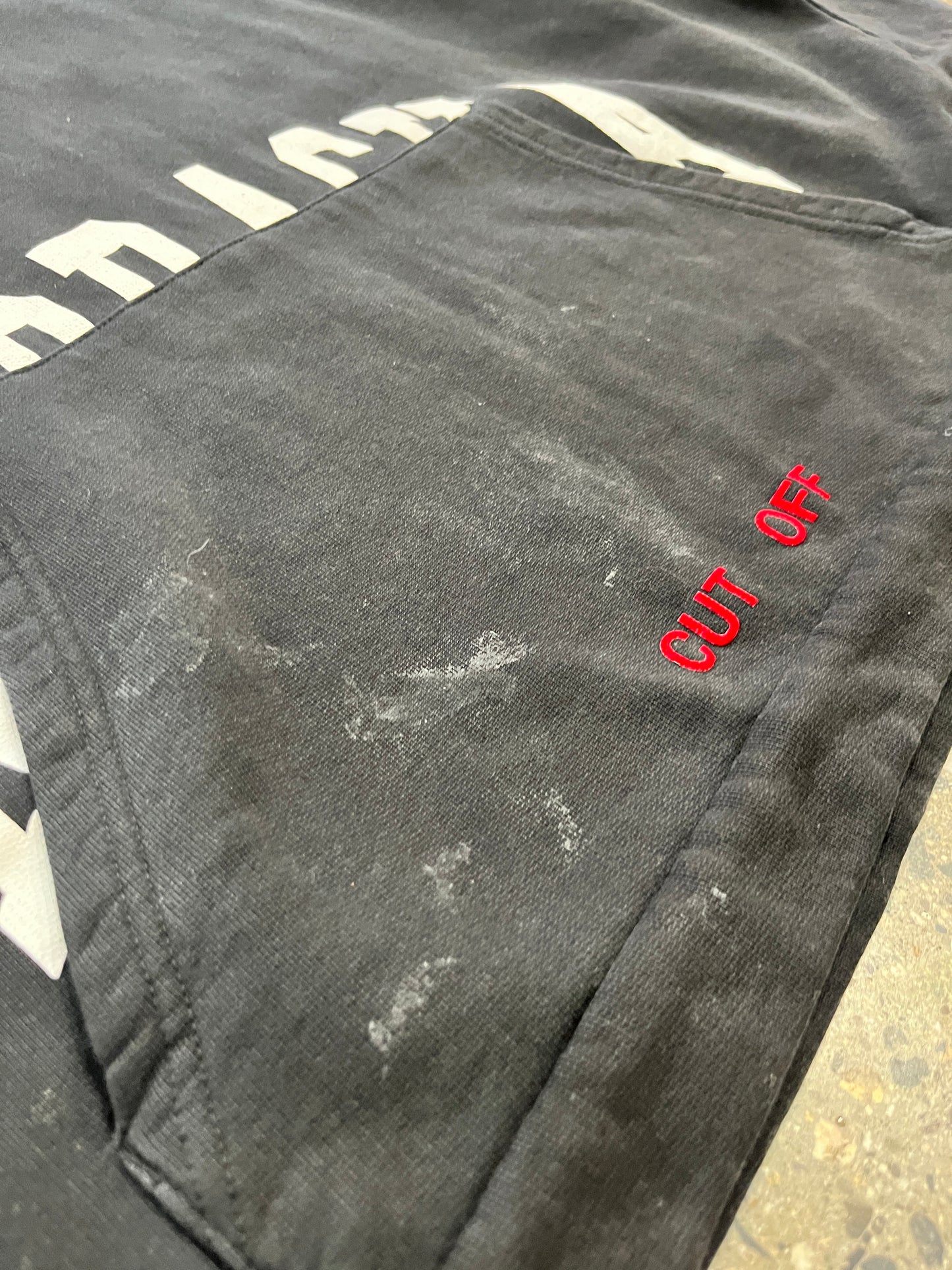 (S/M) Off White Cut off Nebraska Hoodie