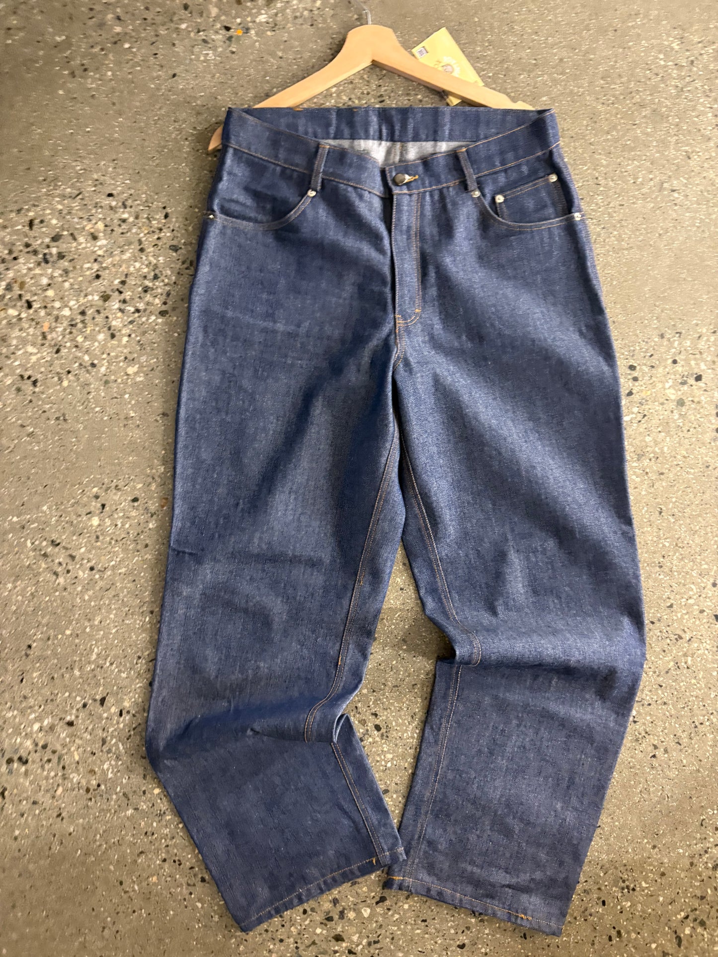 34” Adom USA Raw Dark Denim Carpenter Jeans