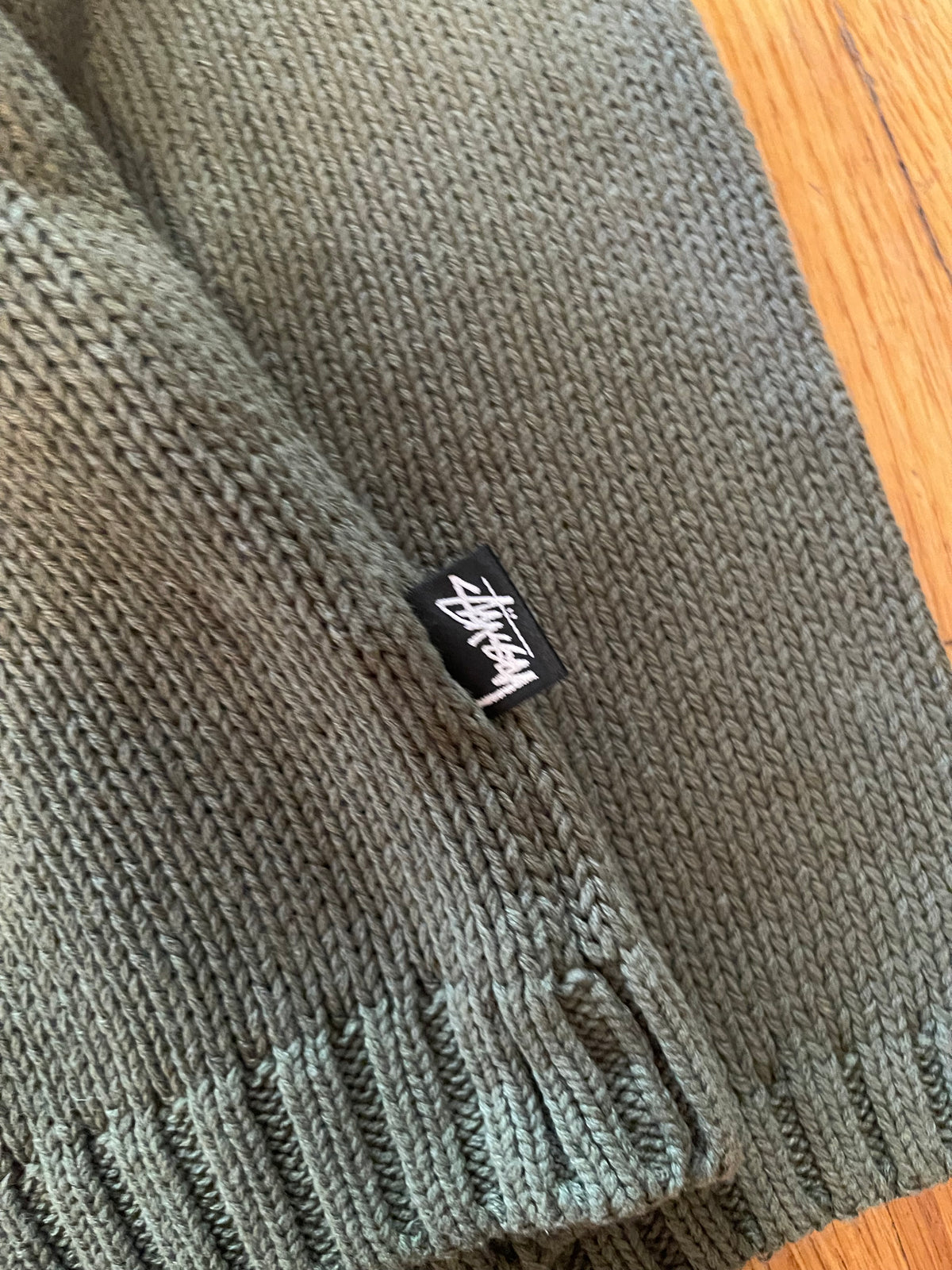 (L) BNWT Stussy Roll V Neck Sweater - Olive (Retails for $200+)