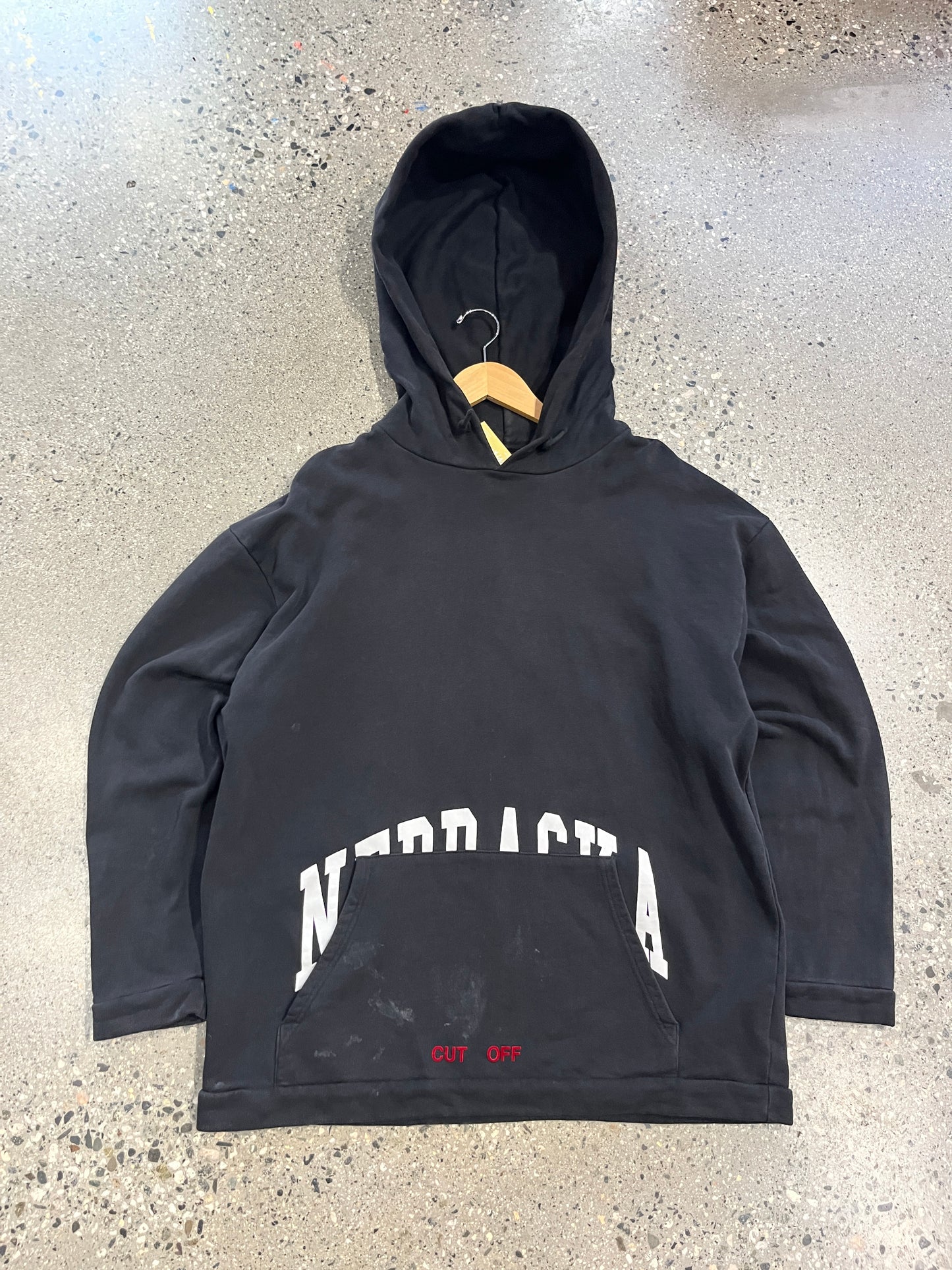 (S/M) Off White Cut off Nebraska Hoodie