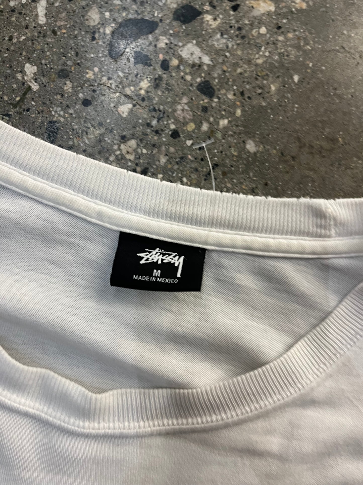 (M/L) Stussy White Script LS