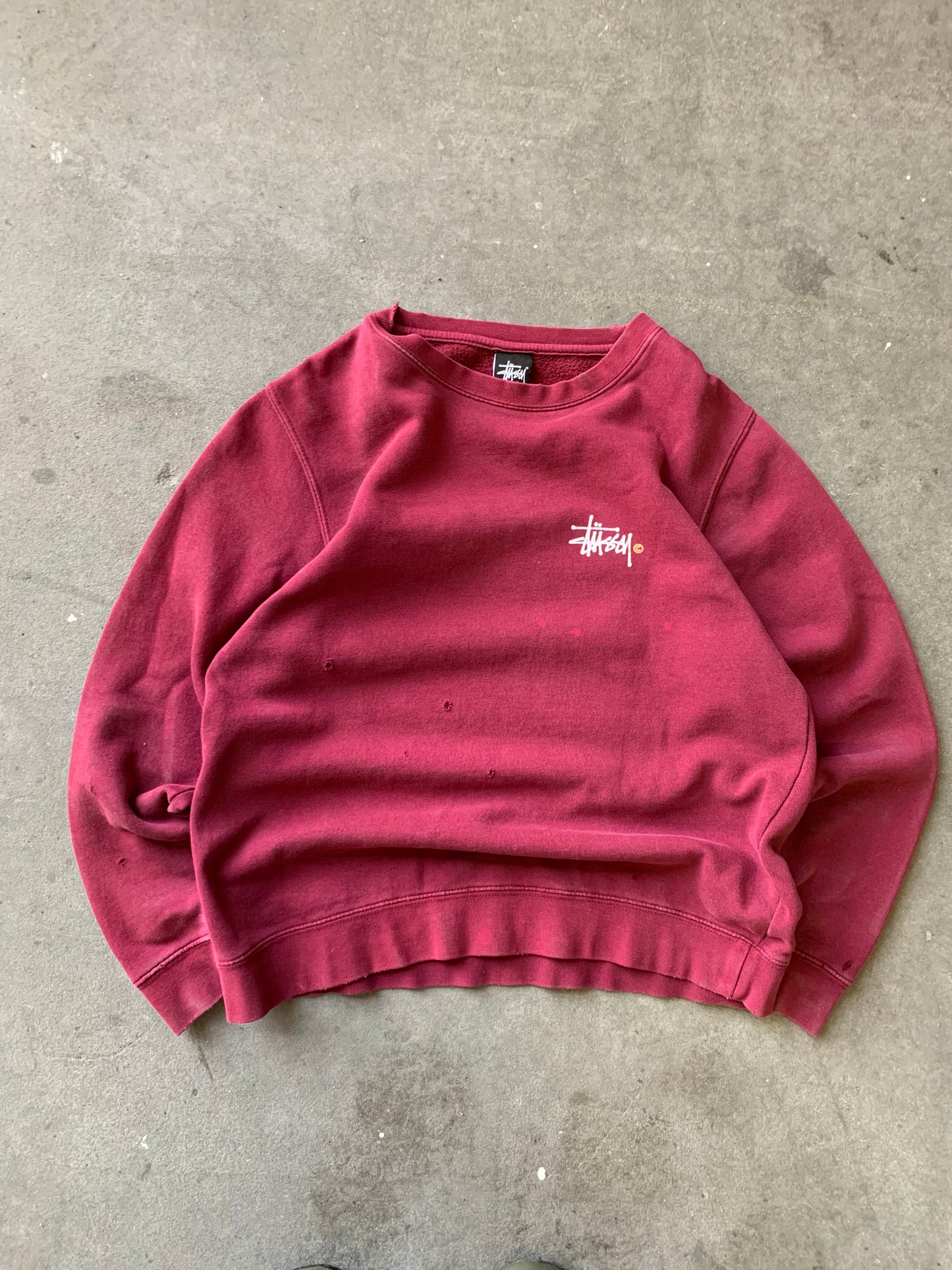 (S) Distress Stussy Script Crewneck