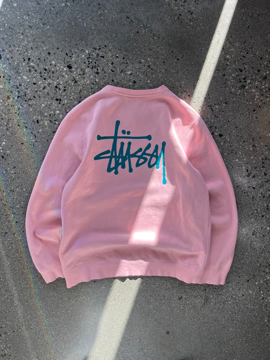 (L) Stüssy Script Baby Pink Sweater