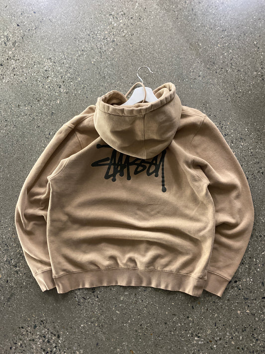 (M/L) Stussy Coffee Color Script Hoodie