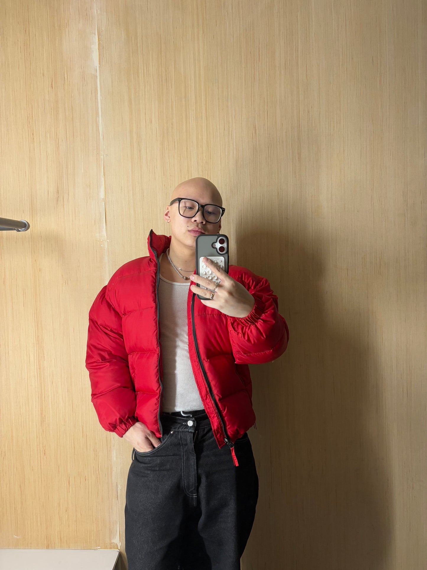 (M) Vintage Stussy Down Puffer Red