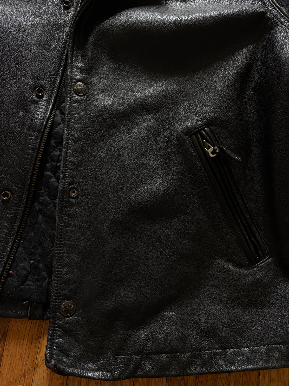 (XL) Late 80s - Mid 90s Stussy Real Cowhide Burly Gear Leather Jacket