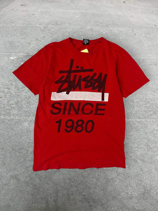 (M/L) Stussy Distressed Red Tee