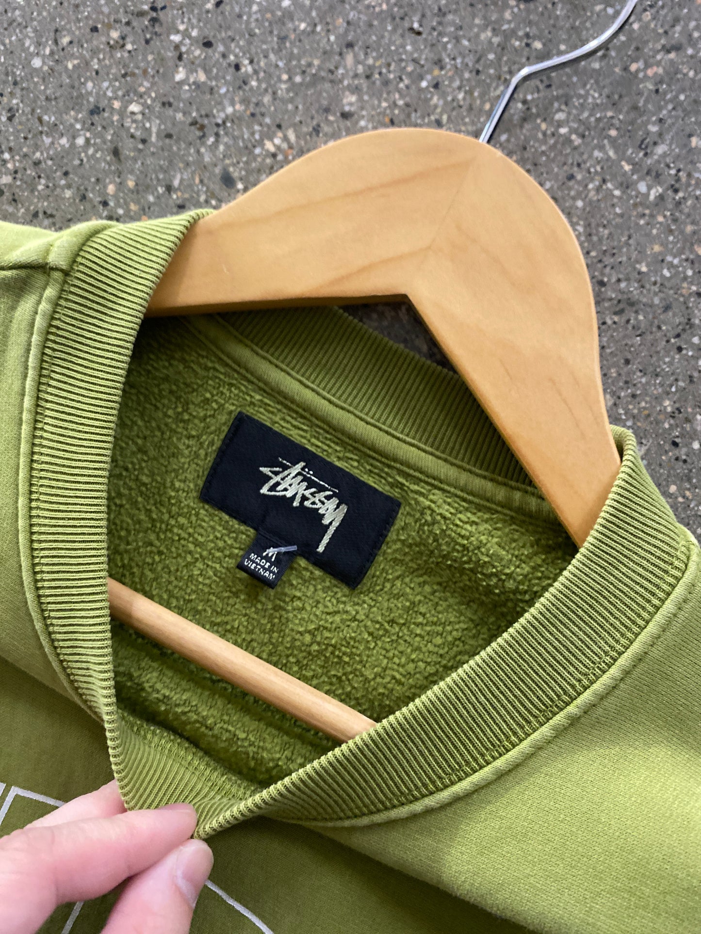 (M) Stussy Matcha Green Script College Crewneck