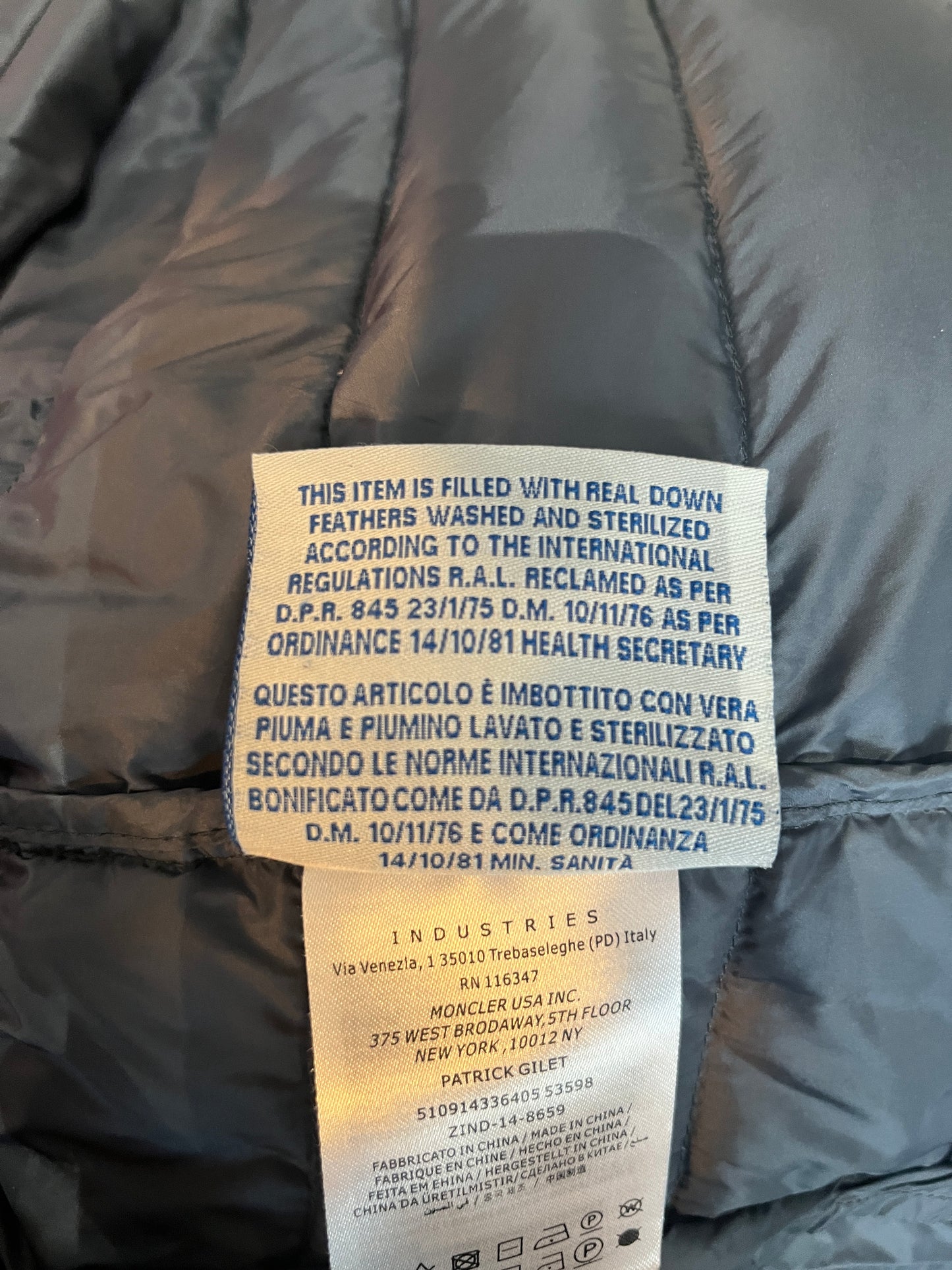 (S/M) Moncler Patrick Gillet Puffer Vest