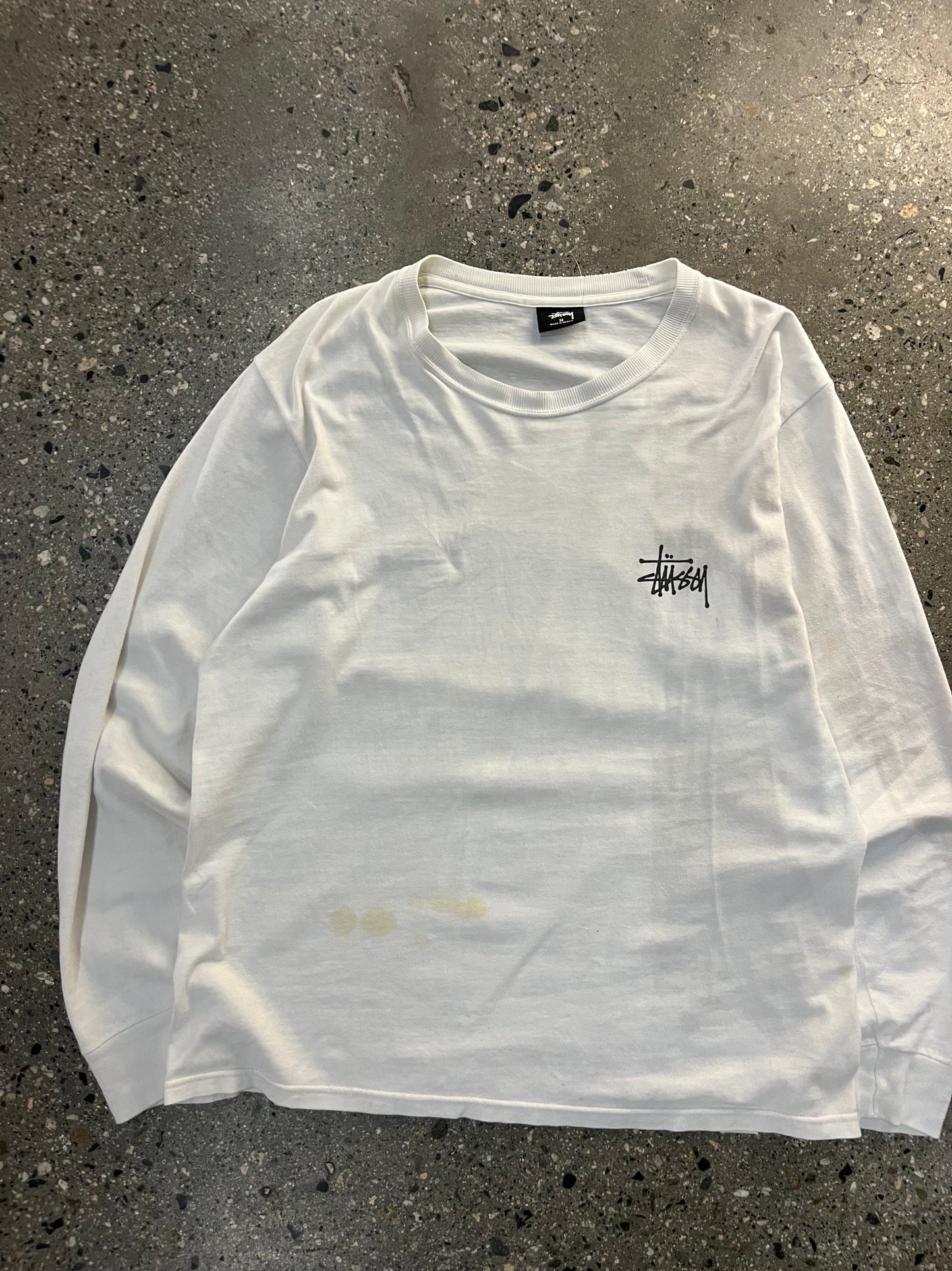 (M/L) Stussy White Script LS