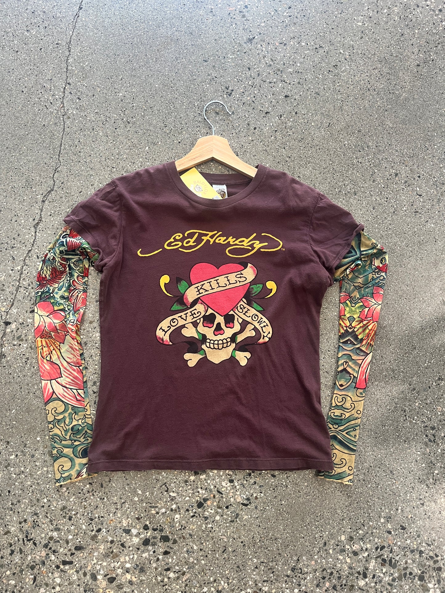 (Women’s M) Ed Hardy Brown LS Top