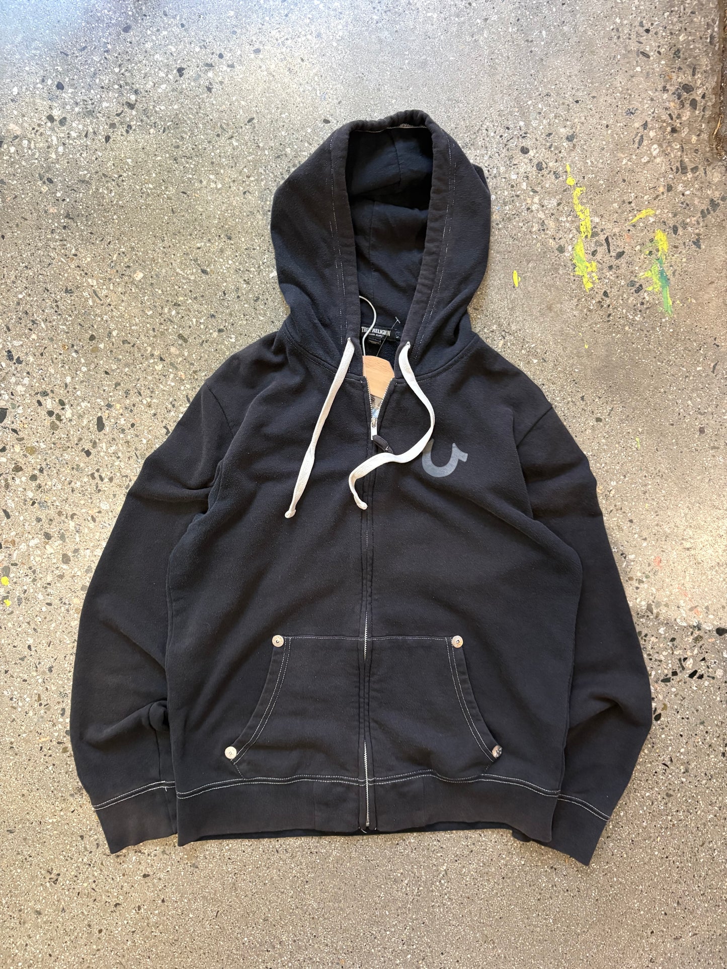 (S) Black True Religion Zip Hoodie