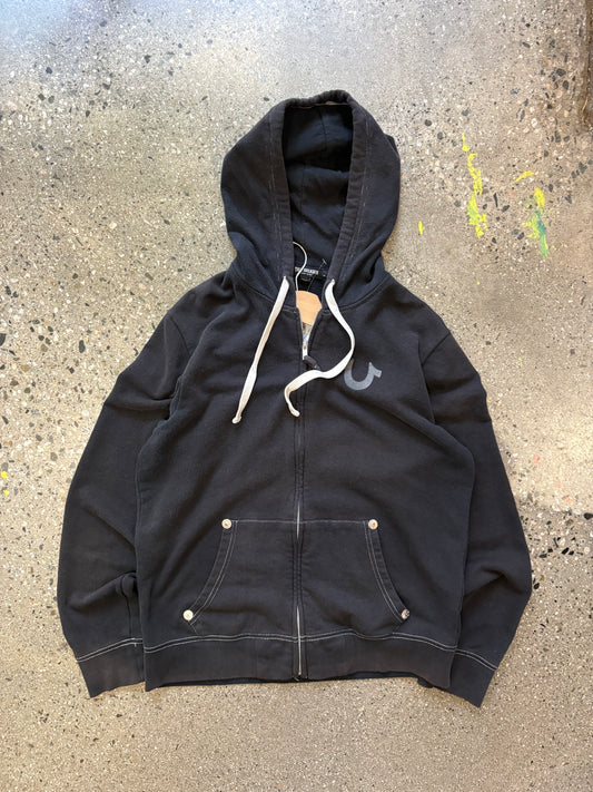 (S) Black True Religion Zip Hoodie