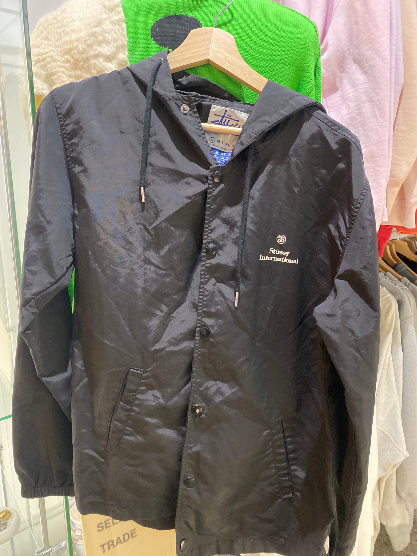 (L/XL) Stussy International Long Coach Jacket with Hood