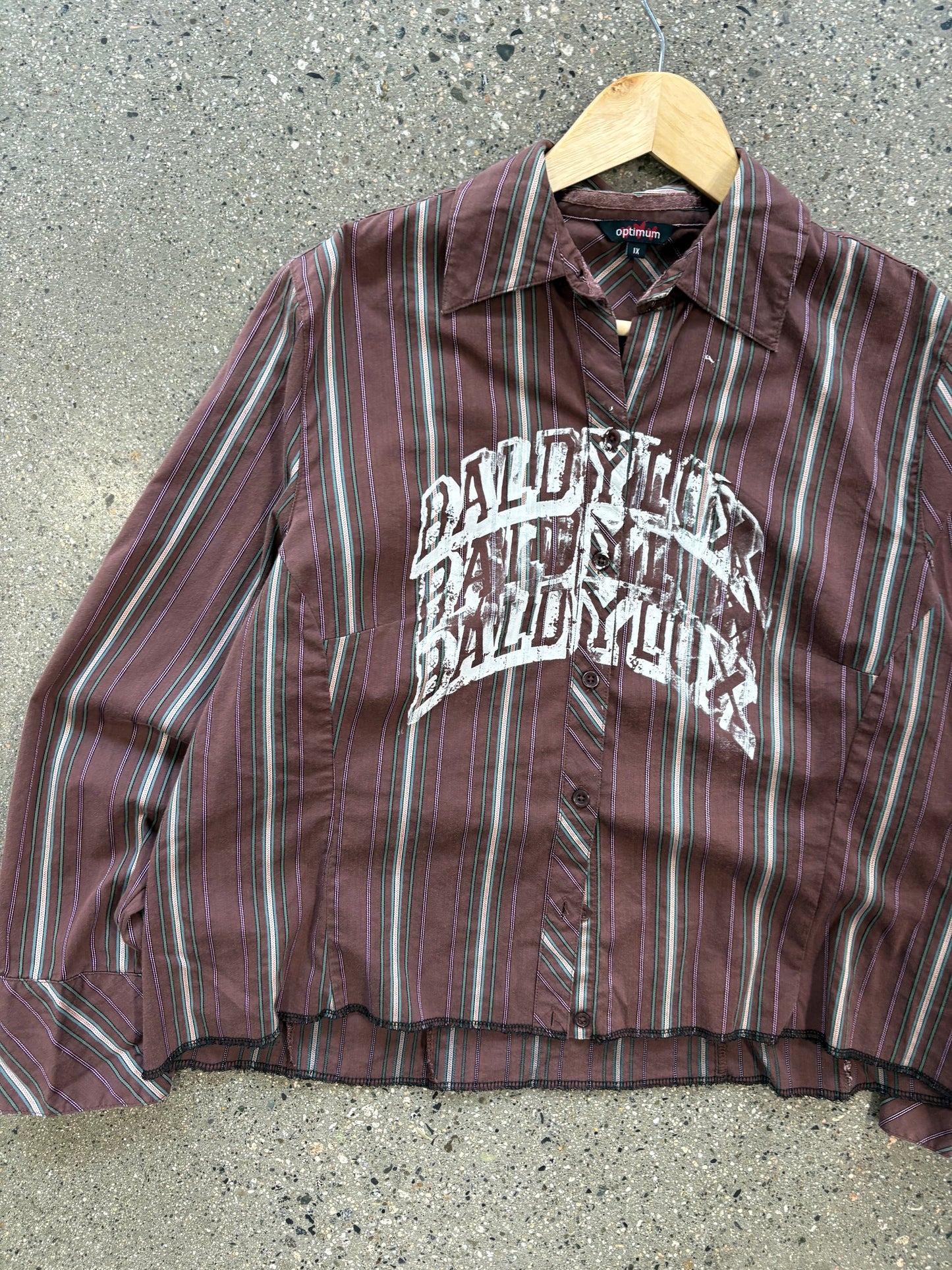 (M) Baldy 1/1 Cropped Pinstripe Button up