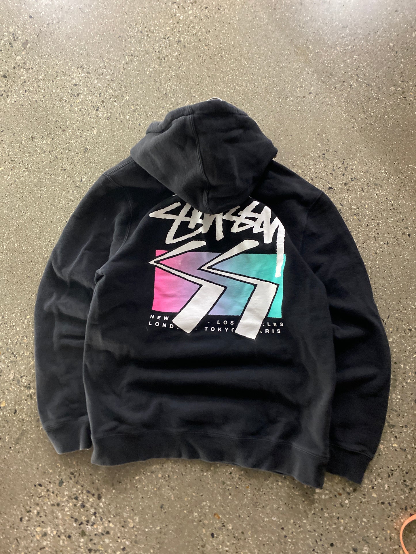 (L) Stussy Gradient Black Hoodie