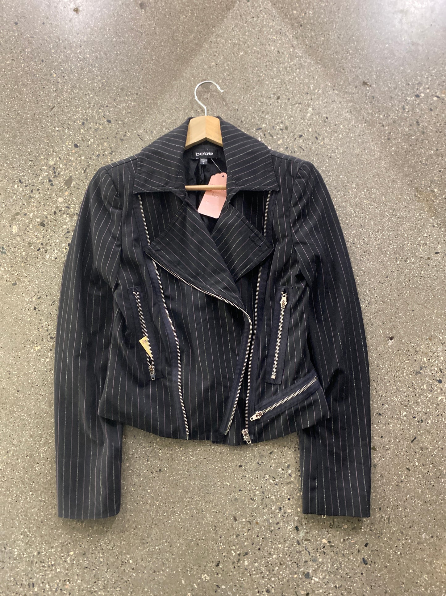(Womens S) 1105-BEBE Pinstripe Jacket