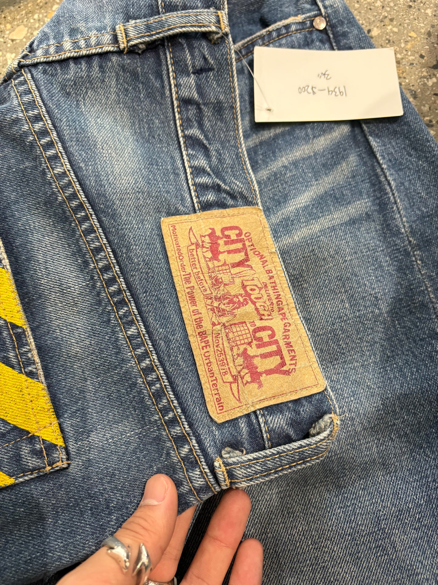 36” Early 2000s Bape Sad Face Jeans