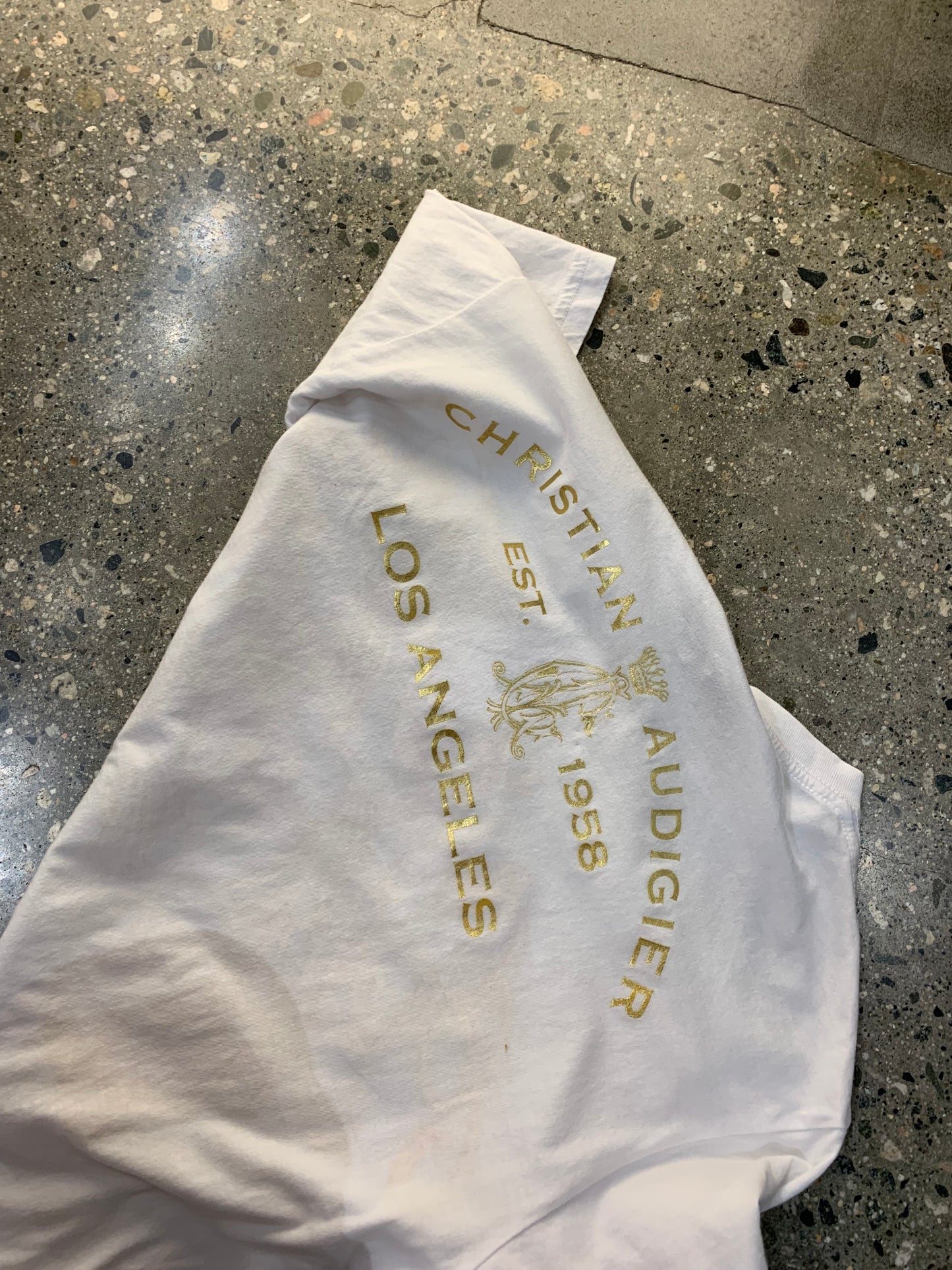 (S/M) Christian Audigier White / Gold Tee