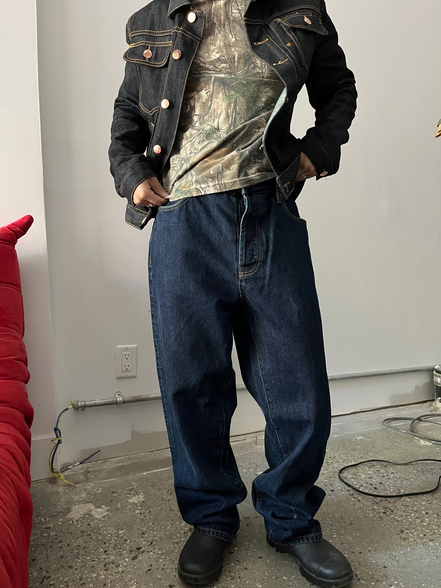 (34”) Stussy Baggy Dark Wash Denim