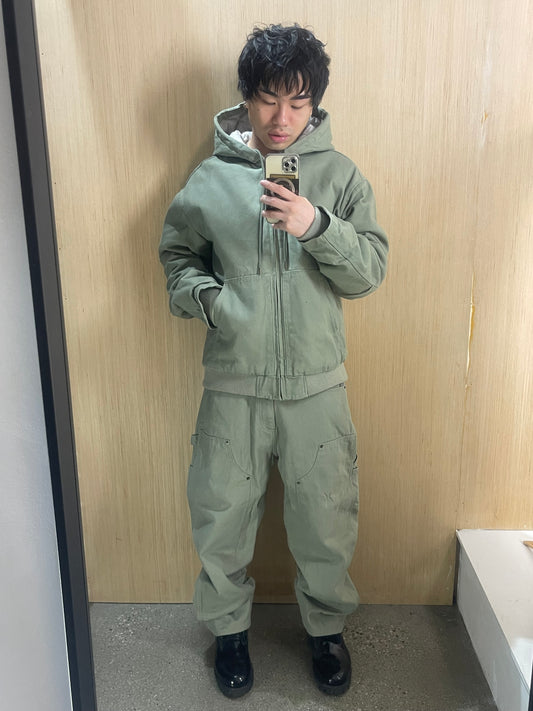 (L/XL) Blank Pistachio Canvas Hooded + Carpenter 2 Pc Set
