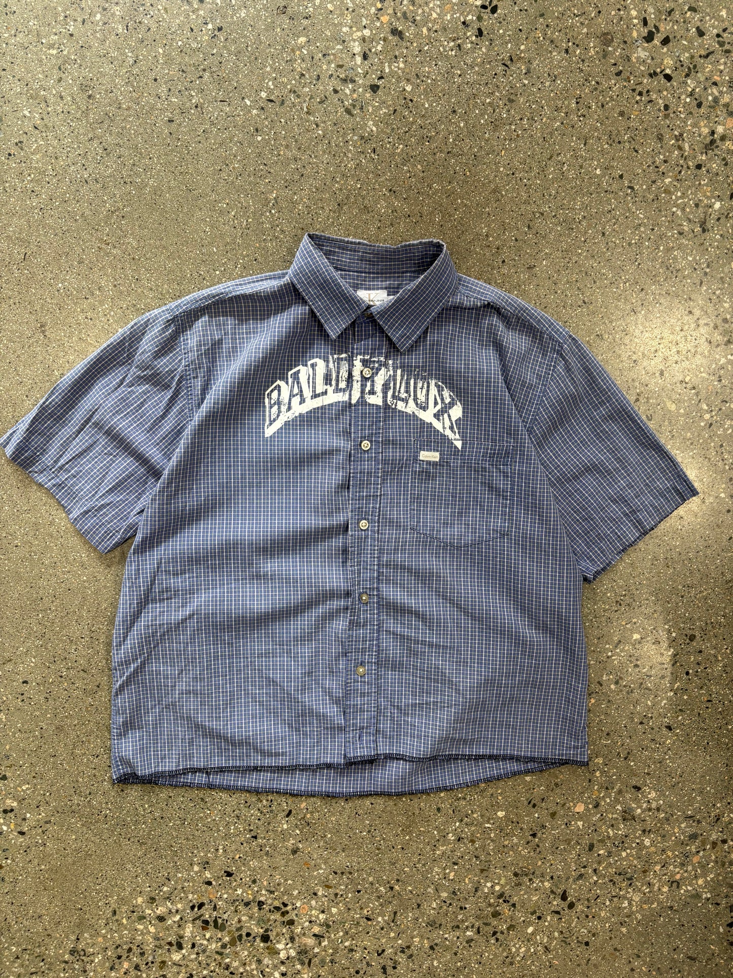 (M) Baldy Spell Out Cropped Camp Shirt