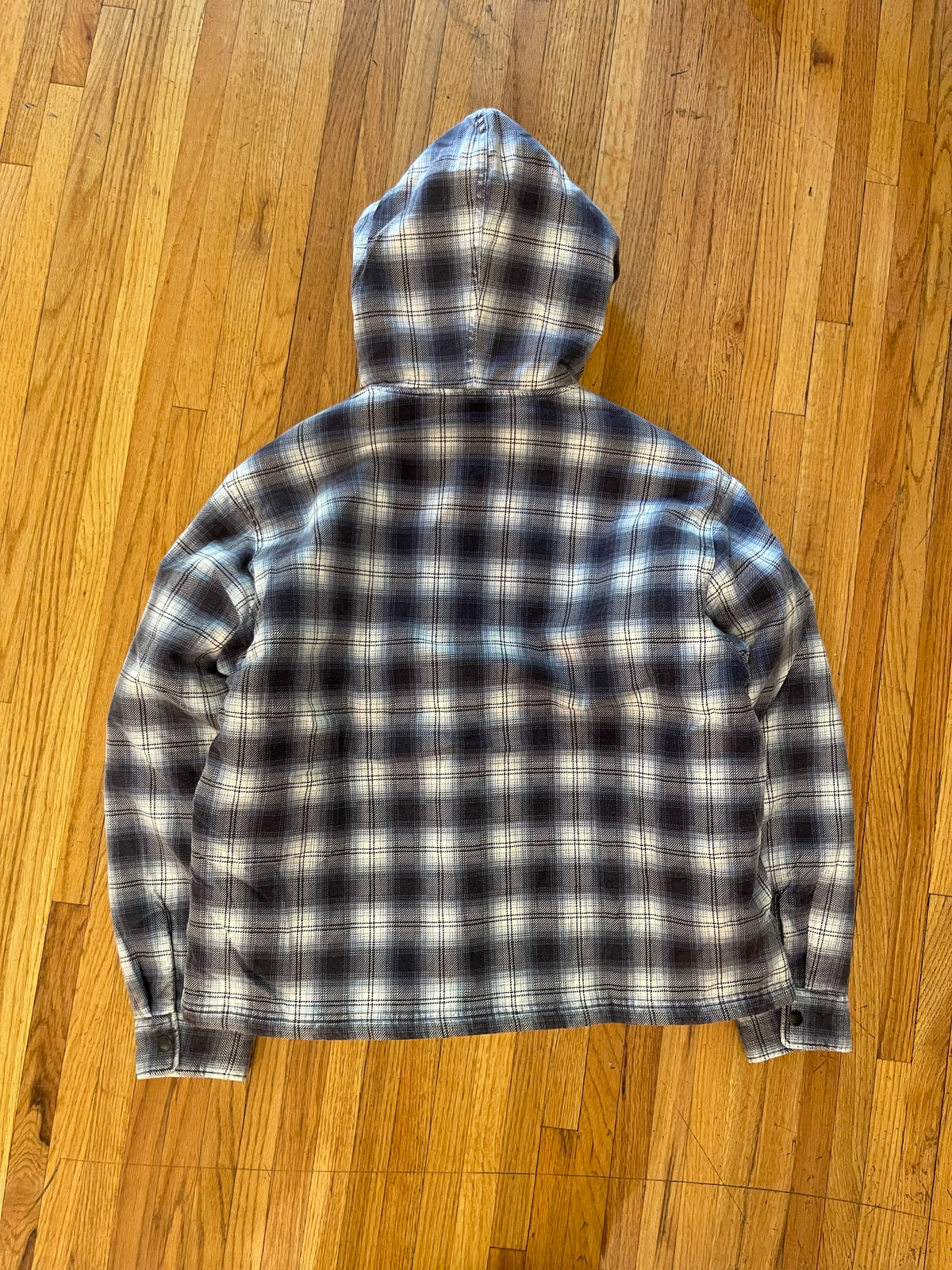 (L) BNWT Stussy Zip Hooded Plaid Shirt ( Retails for $235)